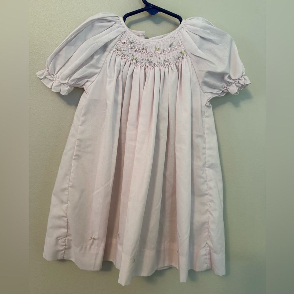 Petit Ami Light Pink Flower Smocked Dress